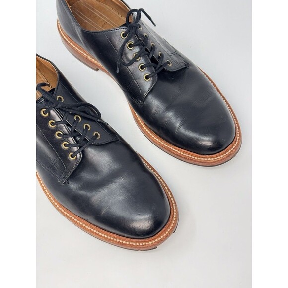J Crew Mens Shoes Black Oar Stripe Italian Leather Derby Lace Up Formal US 8 - Picture 13 of 14